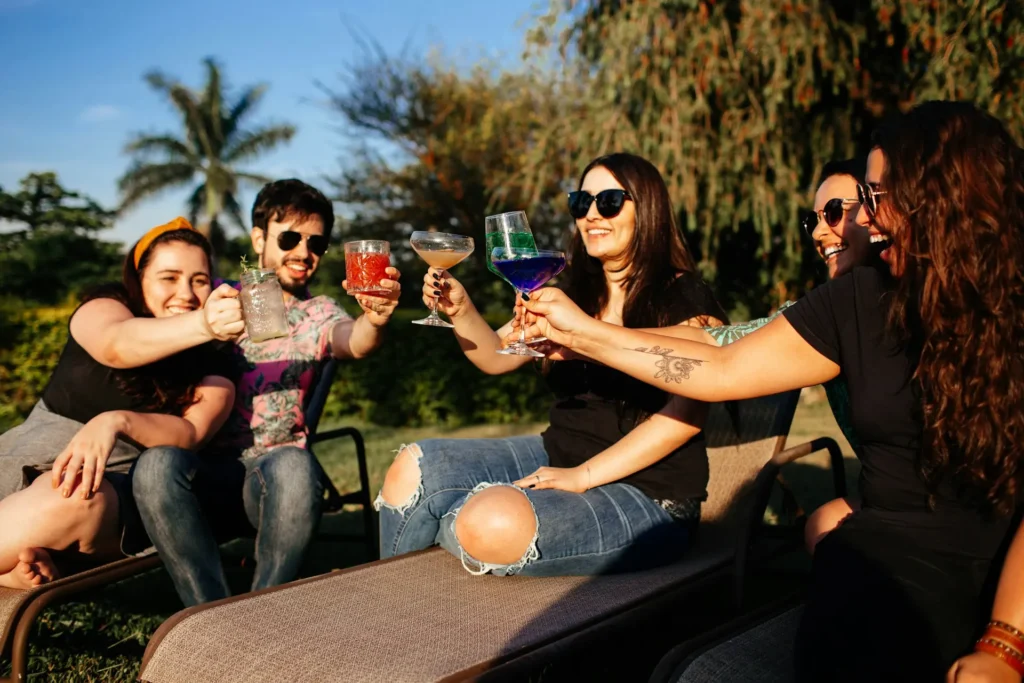 Group of friends enjoying an authentic travel experience together in Italy